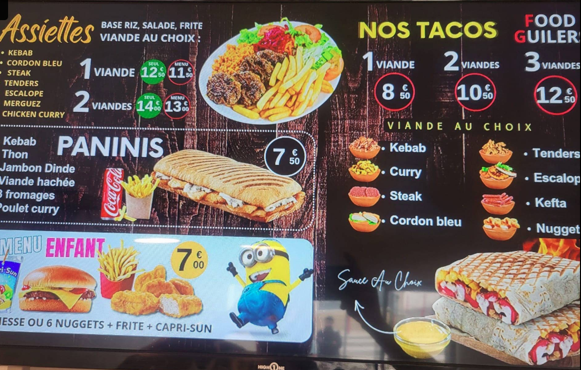 Menu Tacos & Assiettes